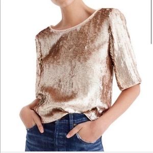 J.Crew rose gold sequin top